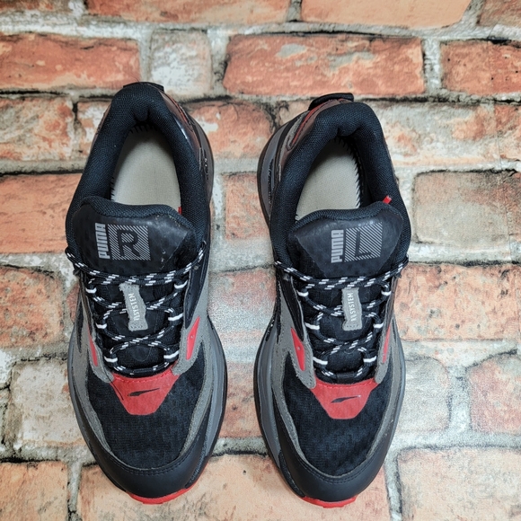 Puma RS Fast "APM" Black/Castlerock/ Red Sneakers Kids Size 5.5 - Picture 4 of 12